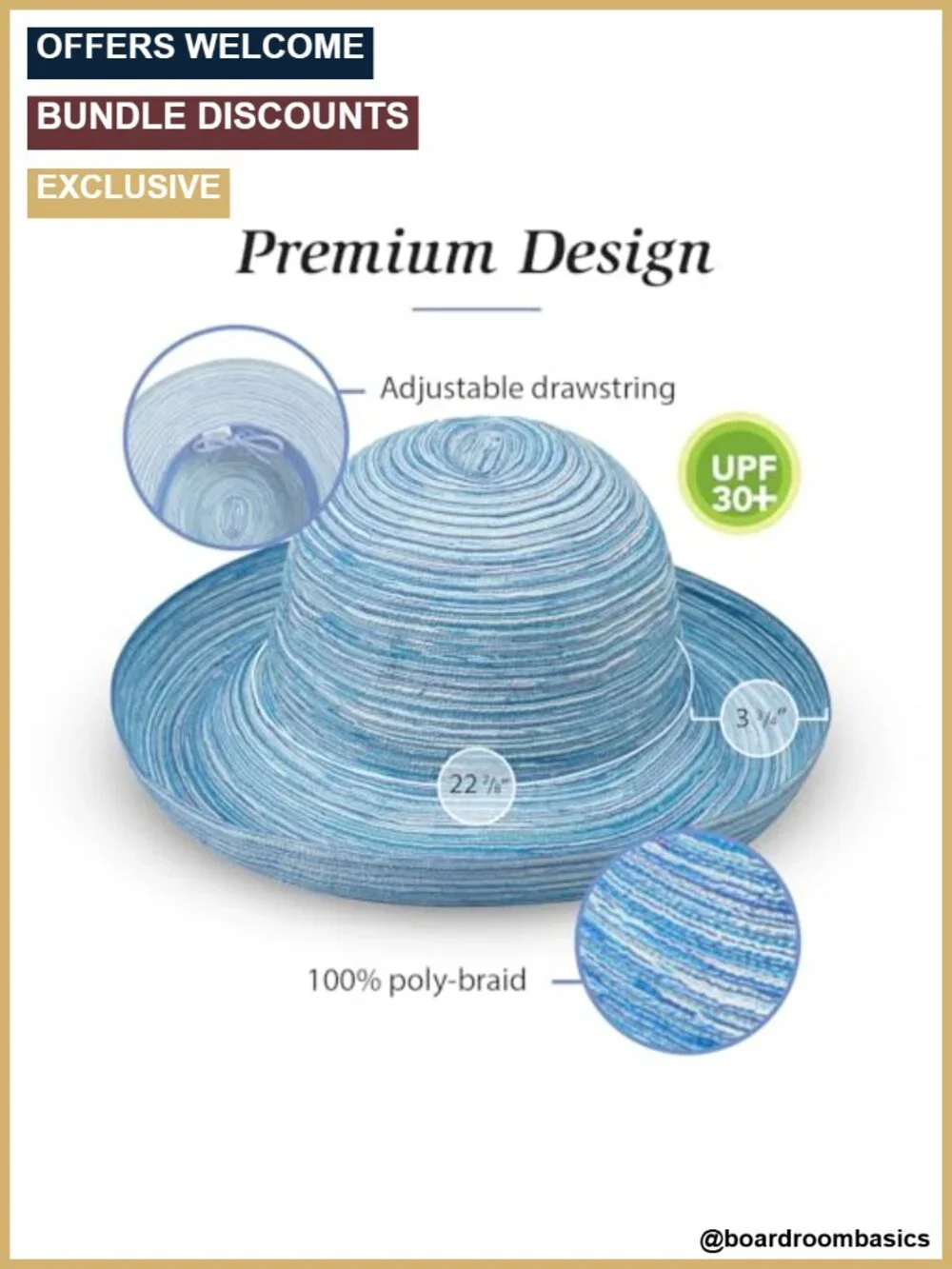 Wallaroo Sydney Women's Sun Hat UPF 30+ Wide Brim Packable Adjustable Travel